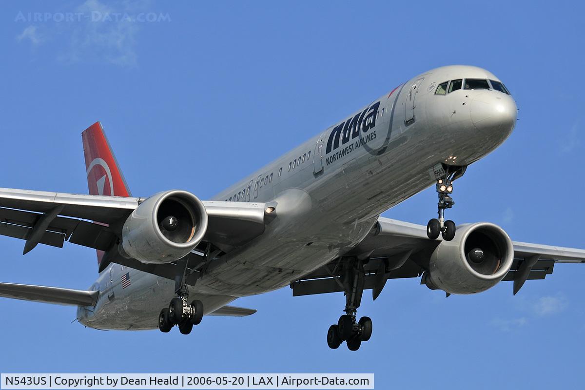 N543US, 1996 Boeing 757-251 C/N 26490, Northwest Airlines N543US (FLT NWA337) from Detroit Metro Wayne County (KDTW) on final approach to RWY 24R.