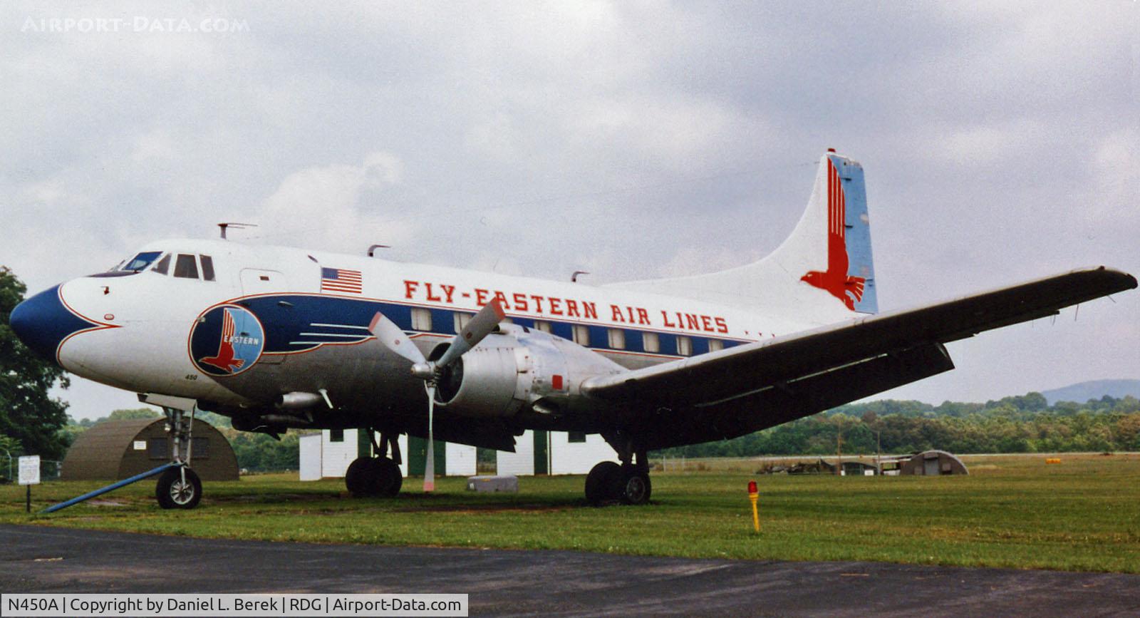 N450A, 1952 Martin 404 C/N 14141, This beautiful Martin 404 in period Eastern colors resides at the Mid Atlantic Air Museum, Reading, PA.