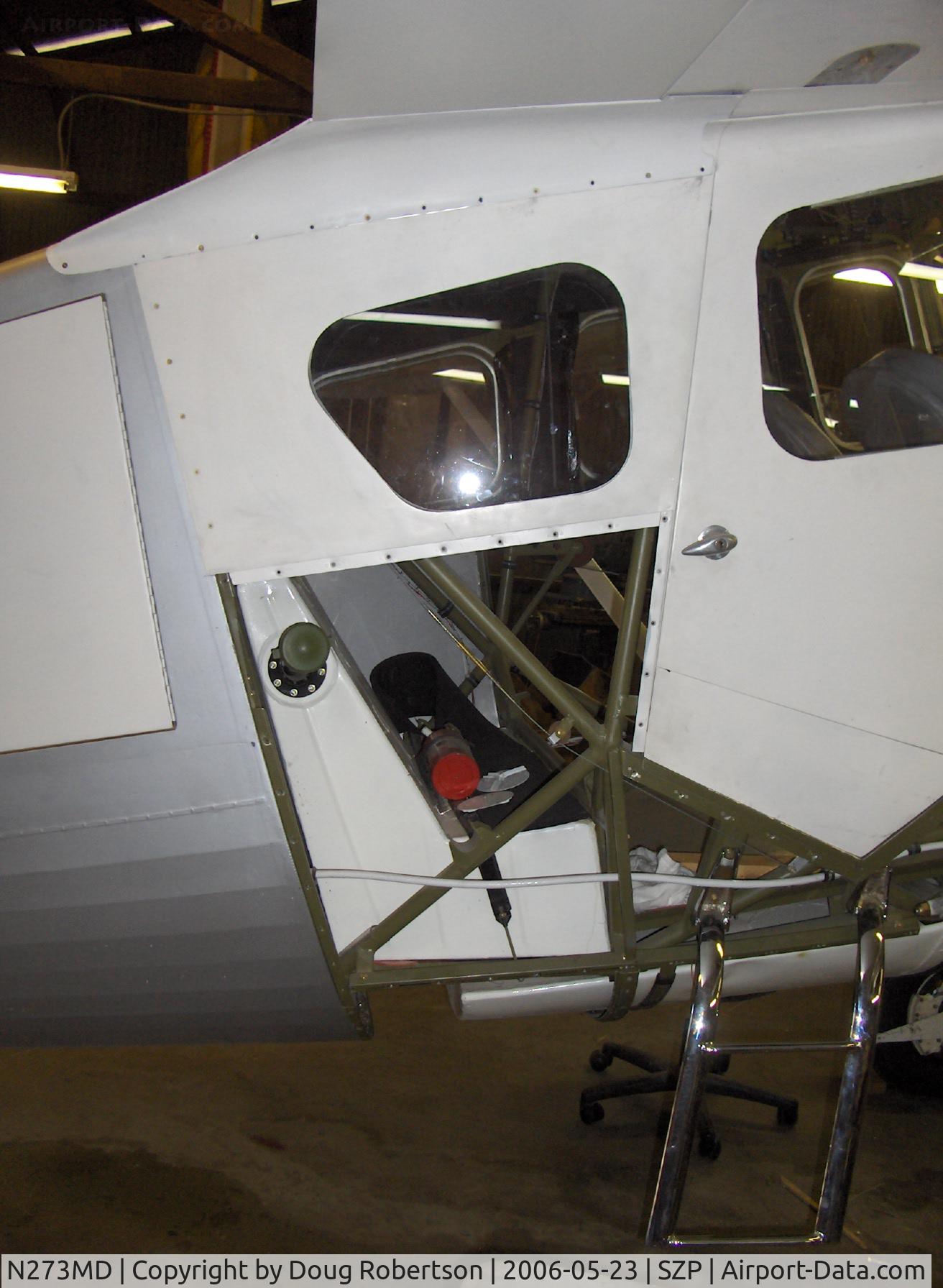 N273MD, 2008 Dickenson Howard DGA-21 (Replicate) C/N 001, Dickenson-Dickenson Howard DGA-21, rear fuel tank (in white) and fill pipe area, main tank below, chromed cabin steps