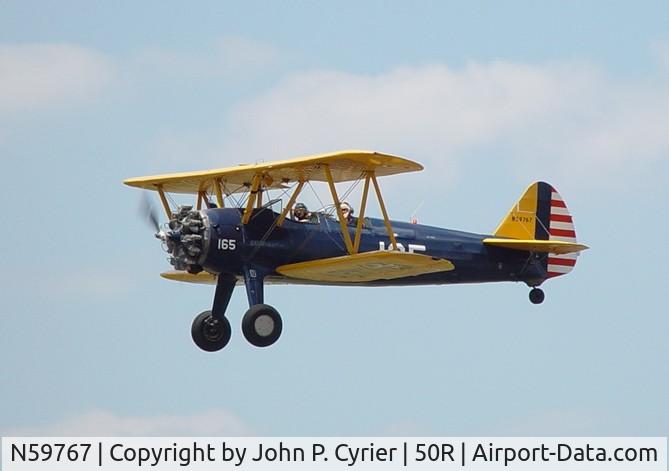 N59767, 1942 Boeing A75N1(PT17) C/N 75-1165, N59767 in flight at Lockhart Summer 2003