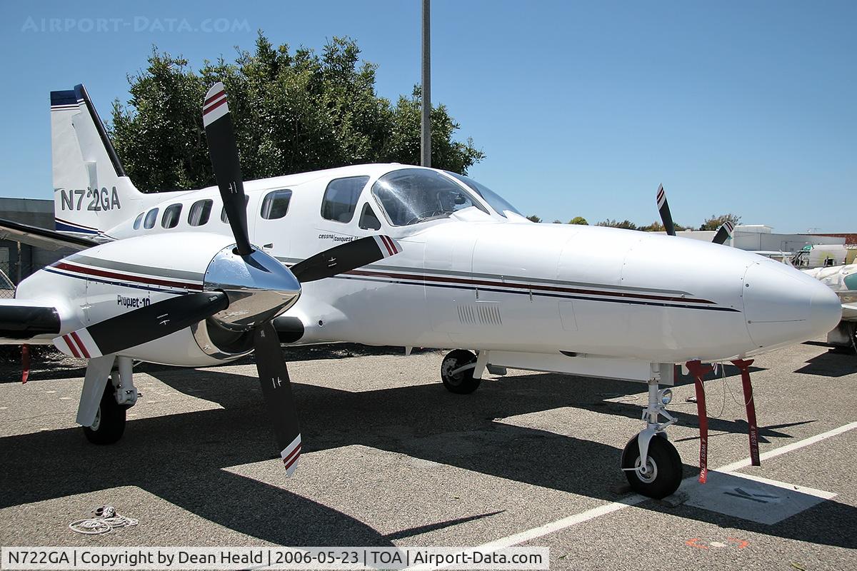 N722GA, 1980 Israel Aerospace Industries Gulfstream 200 C/N 222, Cessna 441 N722GA parked at the west end of Torrance Airport (KTOA) - Torrance, California.