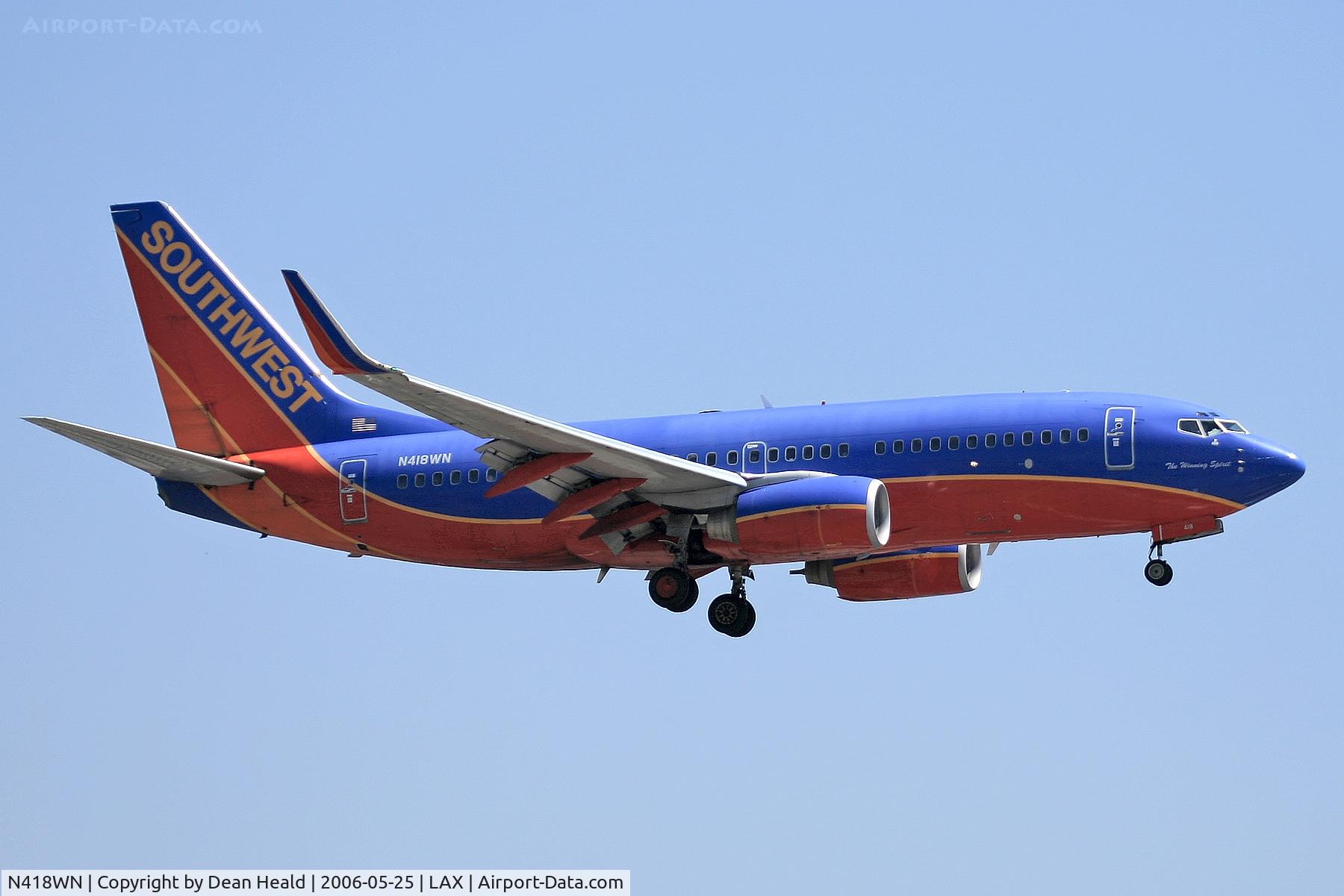 N418WN, 2001 Boeing 737-7H4 C/N 29823, Southwest Airlines N418WN 