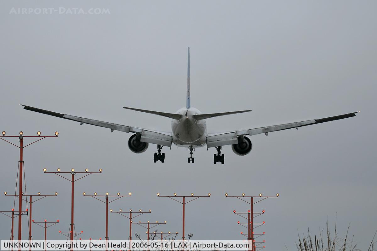 UNKNOWN, , China Southern 777-200 nearing touchdown on LAX RWY 24R.
