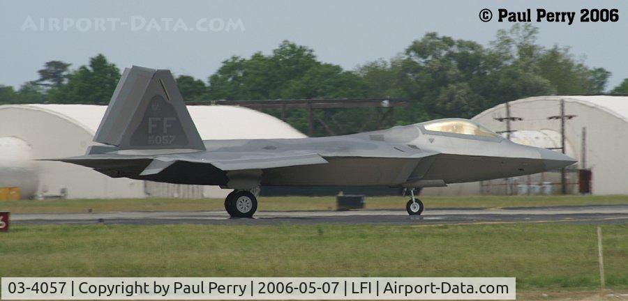 03-4057, 2003 Lockheed Martin F-22A Raptor C/N 4057, Demo time over, and she's coming back in