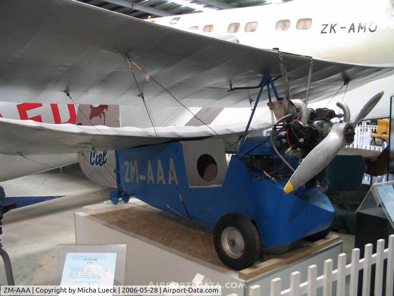 ZM-AAA, 1936 Mignet HM.14 Pou-du-Ciel C/N AC.1, 1936 Flying Flea (Le Pou-du-Ciel), a french design, built in New Zealand. Designed by Henri Mignet, this small plane was the most popular homebuilt aircraft in the 1930s. Preserved at the Museum of Transport and Technology (MOTAT) in Auckland, New Zealand