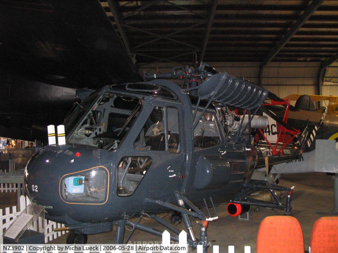 NZ3902, 1966 Westland Wasp HAS.1 C/N F9679, 1966 Westland WASP HAS Mk1 helicopter of the Royal New Zealand Navy. Preserved at the Museum of Transport and Technology (MOTAT) in Auckland, New Zealand.