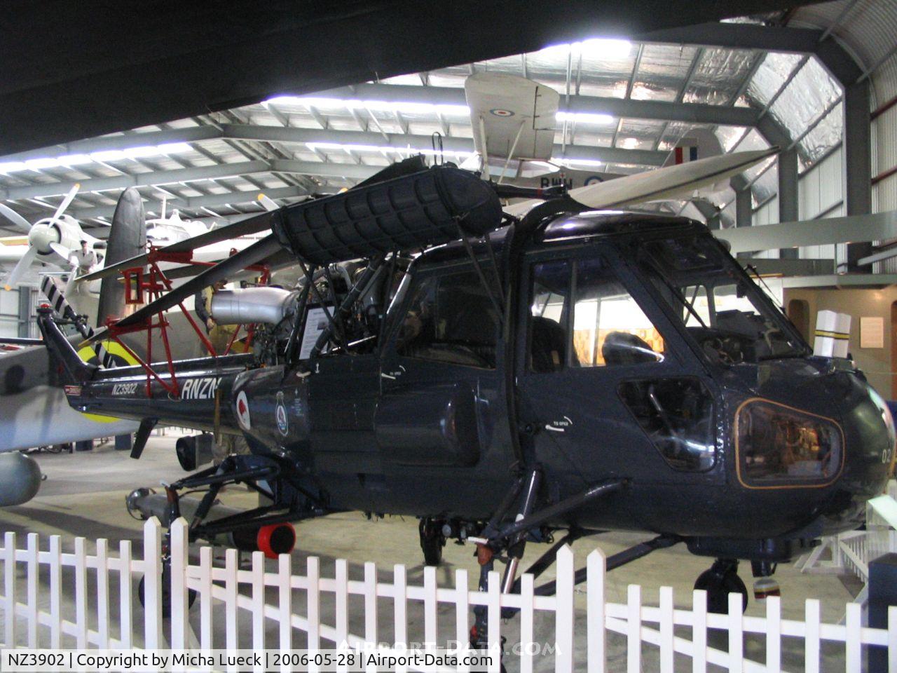 NZ3902, 1966 Westland Wasp HAS.1 C/N F9679, 1966 Westland WASP HAS Mk1 helicopter of the Royal New Zealand Navy. Preserved at the Museum of Transport and Technology (MOTAT) in Auckland, New Zealand.