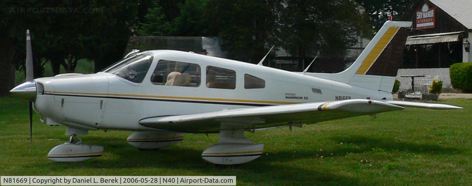 N81669, 1980 Piper PA-28-161 C/N 28-8016215, The earth tones of this 1980-vintage Piper Warrior II blend in well with the natural surroundings at Sky Manor Airport, Pittstown, NJ.