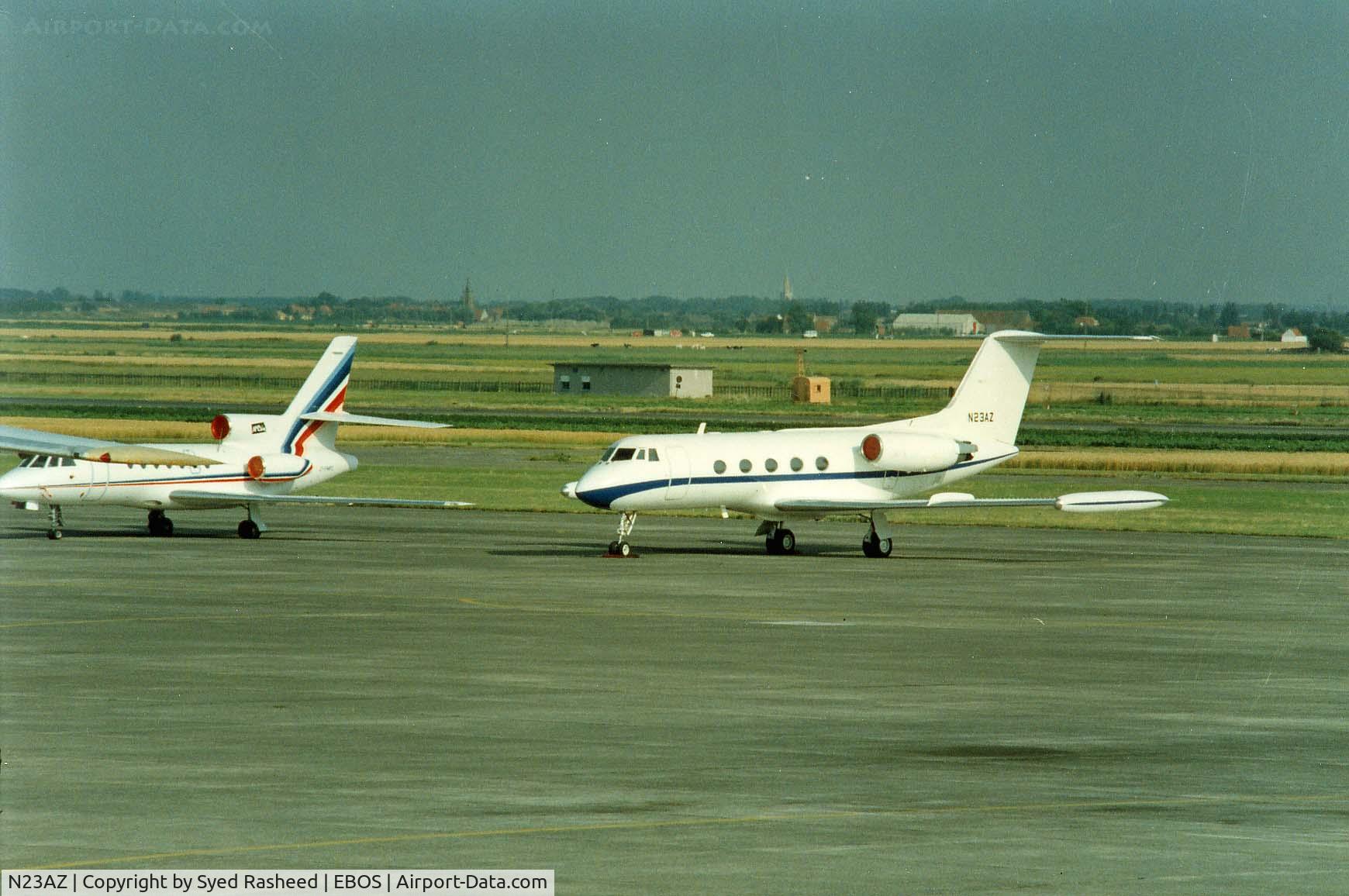 N23AZ, 1976 Grumman G-1159 Gulfstream II C/N 183, Greco Air G2 on the Ostend ramp