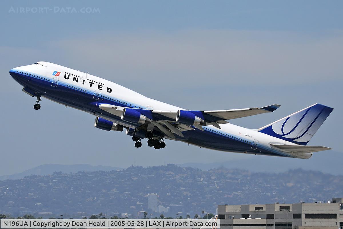 N196UA, 1997 Boeing 747-422 C/N 28715, United Airlines N196UA (FLT UAL899) climbing out from RWY 25R enroute to Narita Int'l (RJAA), Japan.