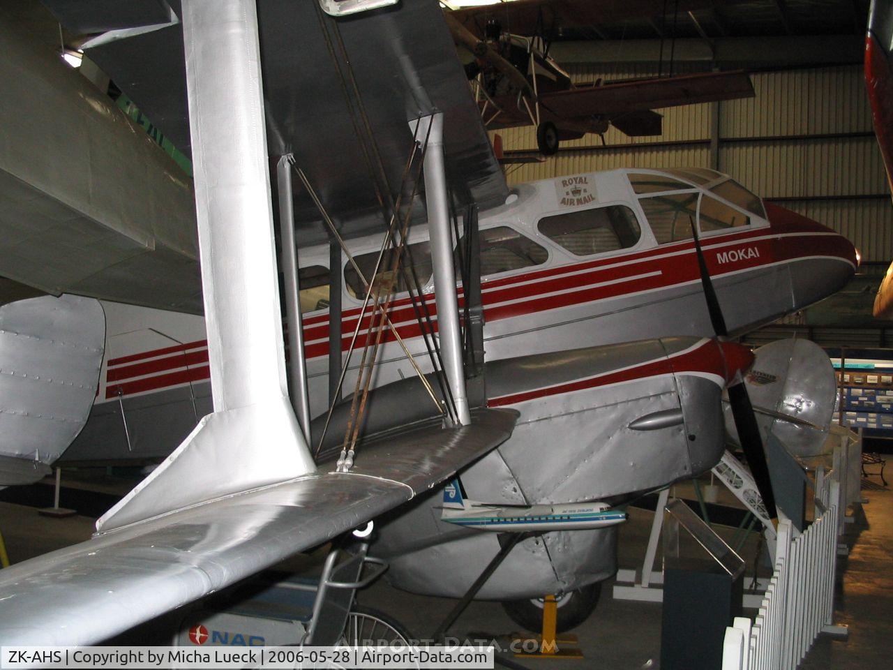 ZK-AHS, De Havilland DH-89A Dragon Rapide C/N 6423, DeHavilland DH89 A Dragon Rapide, preserved at the Museum of Transport and Technology (MOTAT) in Auckland, New Zealand