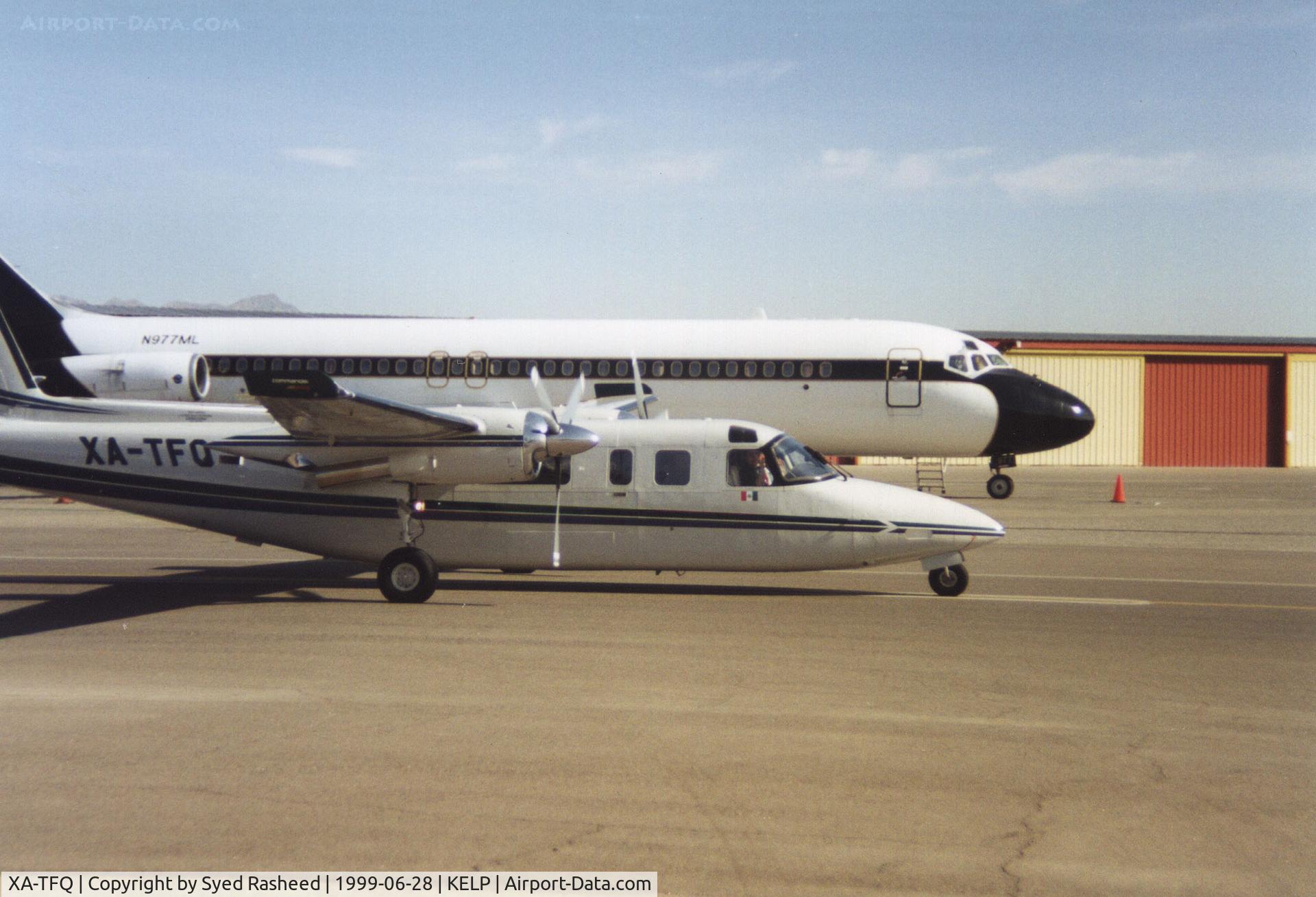 XA-TFQ, 1976 Rockwell 690A Turbo Commander Turbo Commander C/N 11332, Rockwell 690A Turbo Commander ca 11332 taxing past DC9