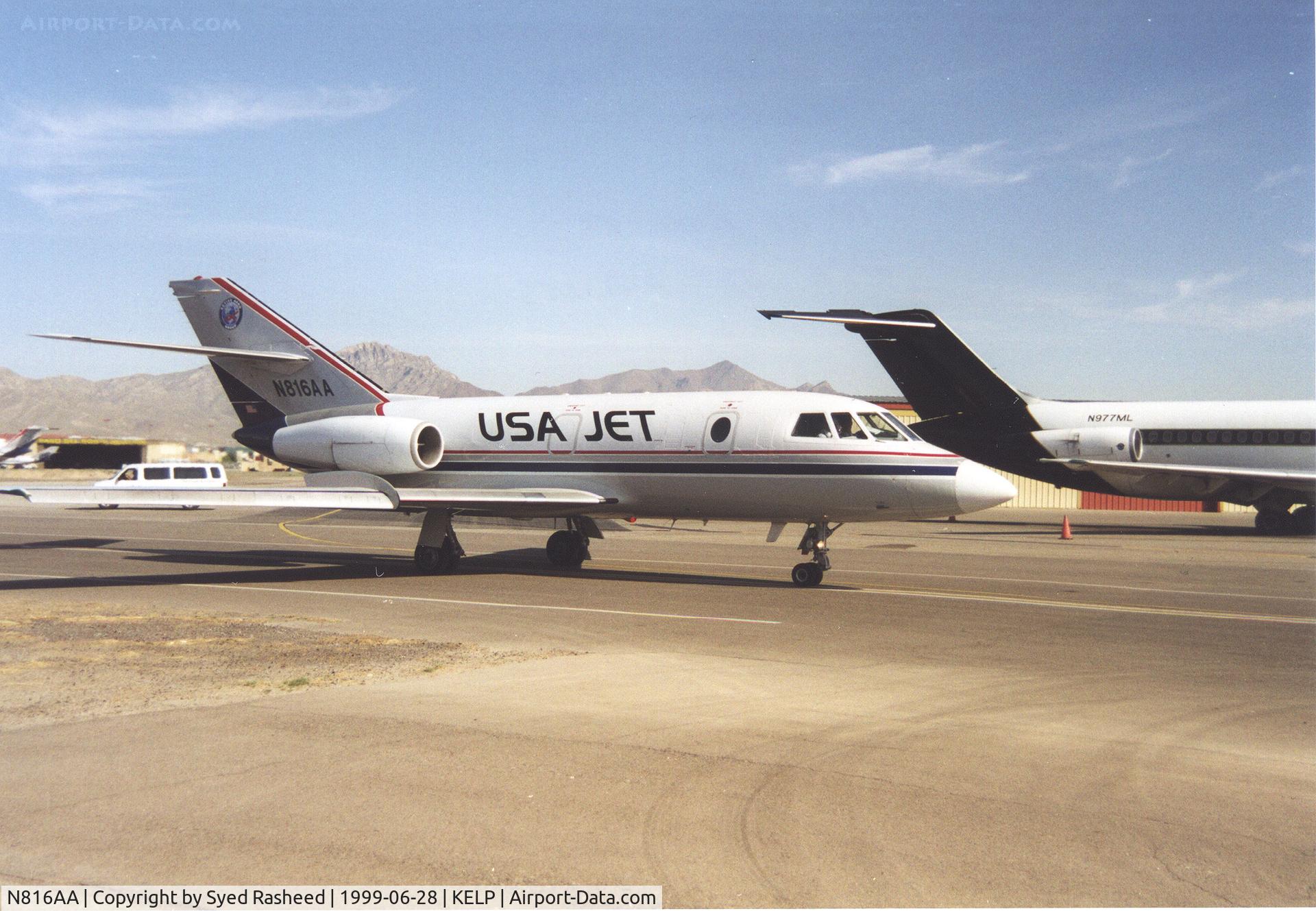 N816AA, 1973 Dassault Falcon (Mystere) 20E C/N 290, Falcon 20 taxing past Grecoair Hanger