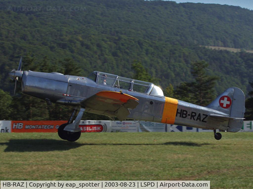 HB-RAZ, 1948 Pilatus P2-05 C/N 46, Landing on grass-strip