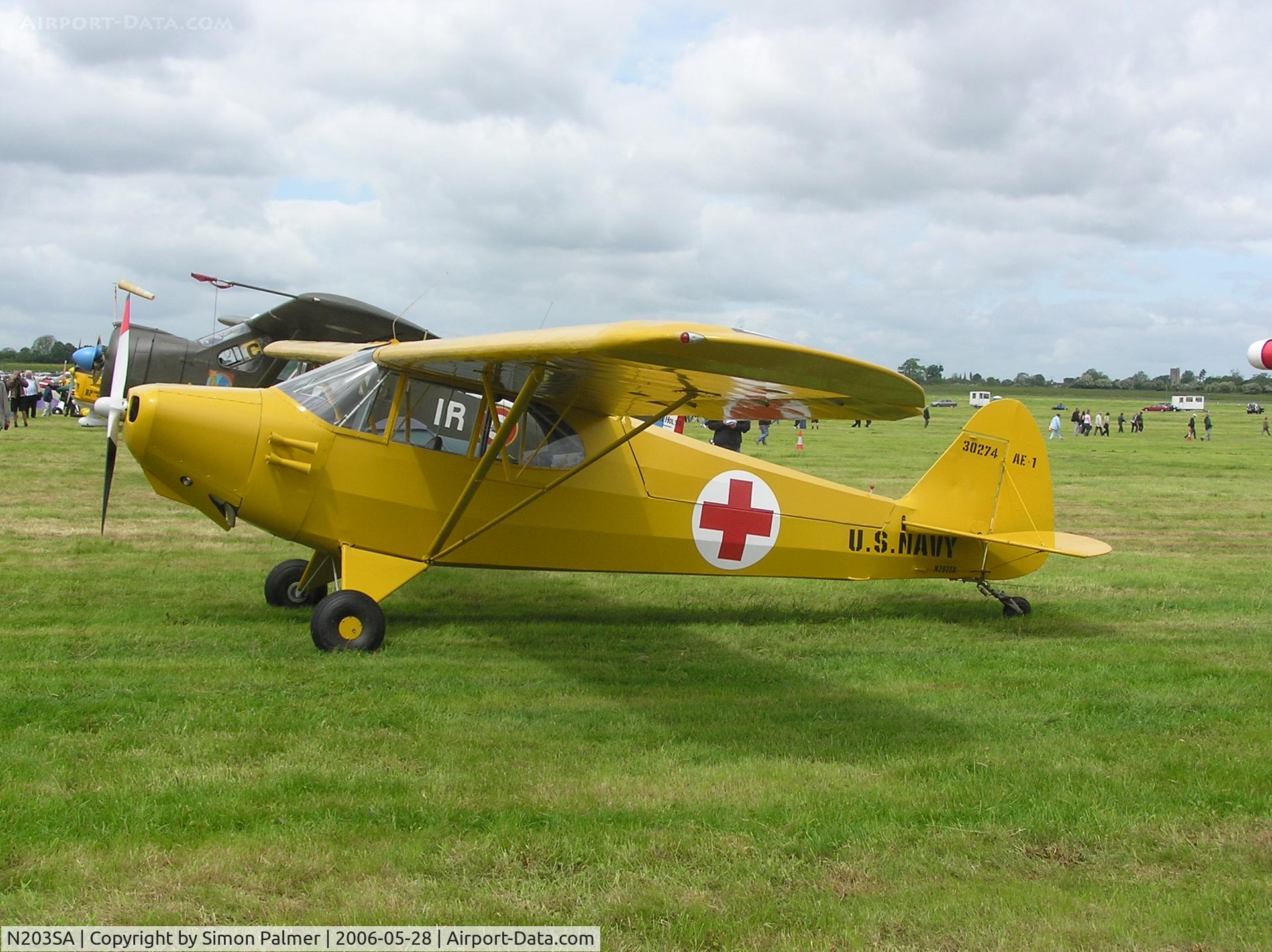 N203SA, 1943 Piper J-5C Cub Cruiser Cub Cruiser C/N 5-1477, Piper Cub modified to take stretcher seen at Keevil
