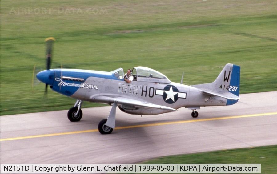 N2151D, 1944 North American F-51D Mustang C/N 122-40196, Shot from the control tower taxiing in