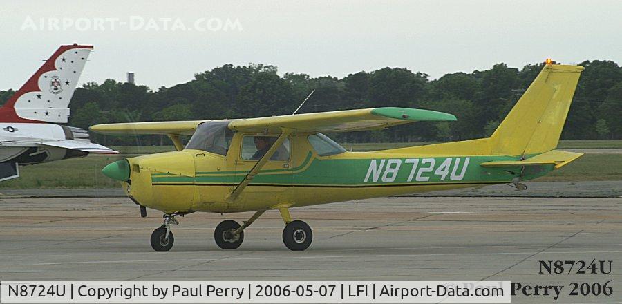 N8724U, 1976 Cessna 150M C/N 15077974, You might find her an odd addition at many airshows, but note the tow cleat under the rear empennage