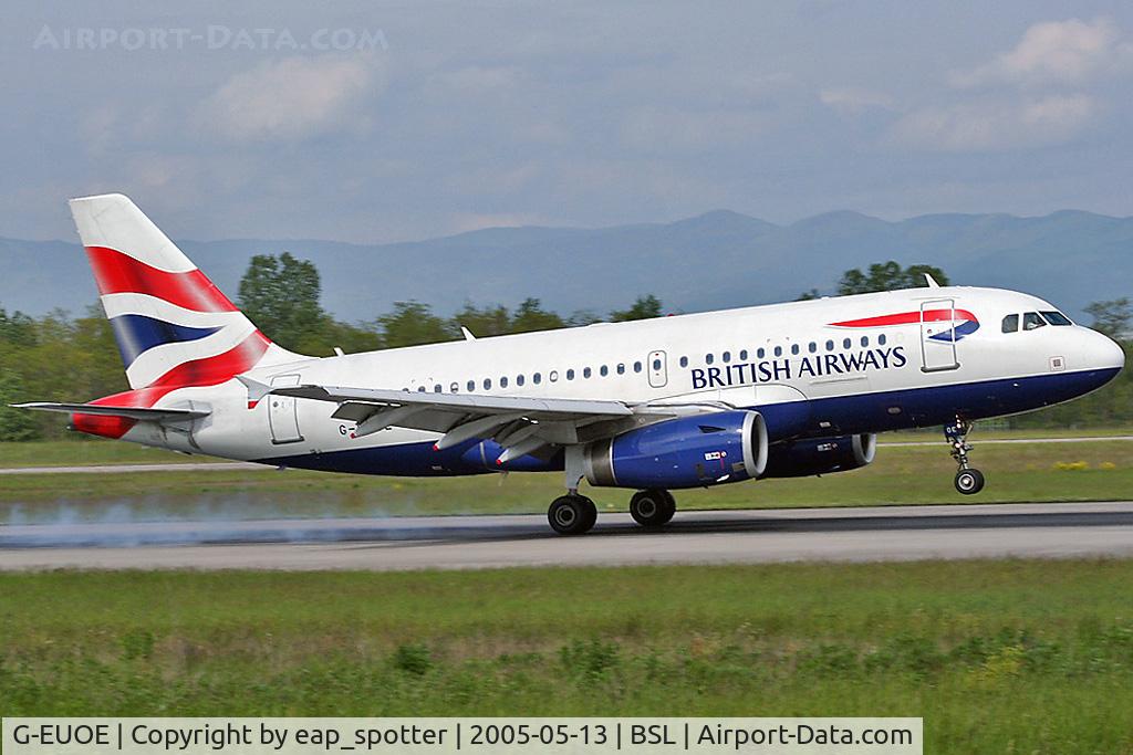G-EUOE, 2001 Airbus A319-131 C/N 1574, Landing from LHR
