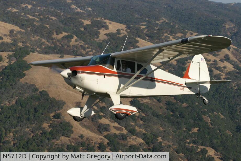 N5712D, 1956 Piper PA-22-150 Tri-Pacer C/N 22-4408, Piper Pacer in flight by Mt. Hamilton