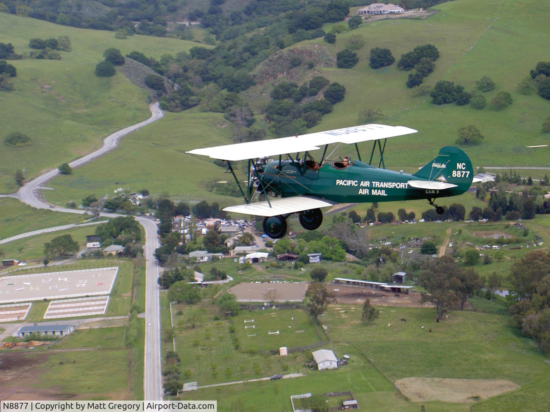 N8877, 1929 Curtiss-Wright Travel Air 4000 C/N 913, 1929 Travel Air 4000 over Morgan Hill