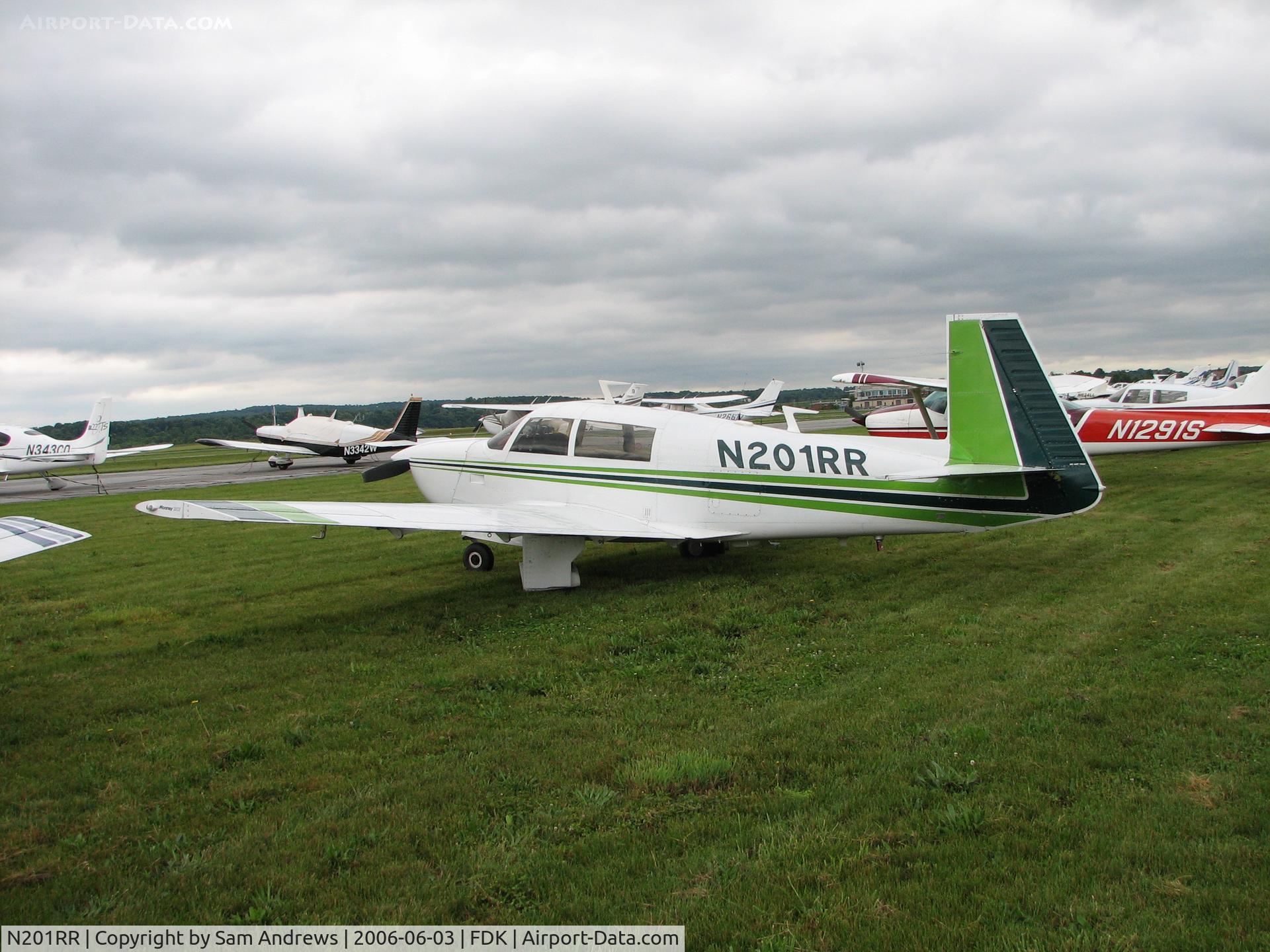 N201RR, 1977 Mooney M20J 201 C/N 24-0089, I was listening to this guy talk to Harrisburg on my way to the AOPA Fly-in.  Heard him talking all the way there two turn overs.  I wanted to find it.  I did.