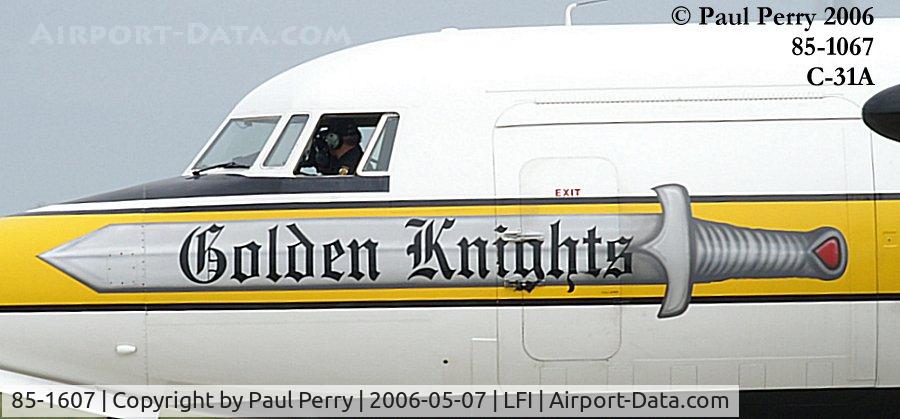 85-1607, 1983 Fokker C-31A (F27-400M) Troopship C/N 10653, The art on the Troopship, drop plane for the...you guessed it: Golden Knights