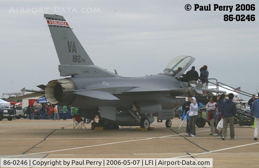 86-0246, 1986 General Dynamics F-16C Fighting Falcon C/N 5C-352, Fresh from the Richmond area, Virginia Air National Guard Viper