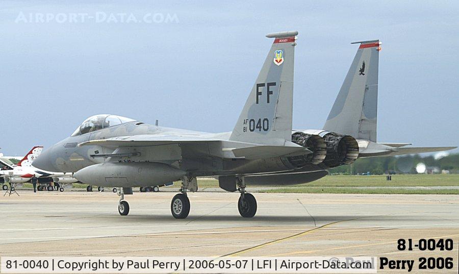 81-0040, 1981 McDonnell Douglas F-15C Eagle C/N 0787/C223, Thats a lot of thrust wrapped into a lot of airframe