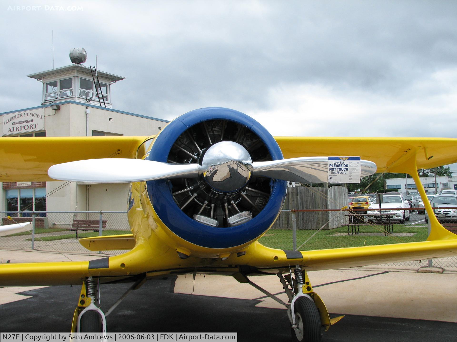 N27E, 1944 Beech D17S Staggerwing C/N 6883, The business end.  Pay special attention to the sign on the prop.