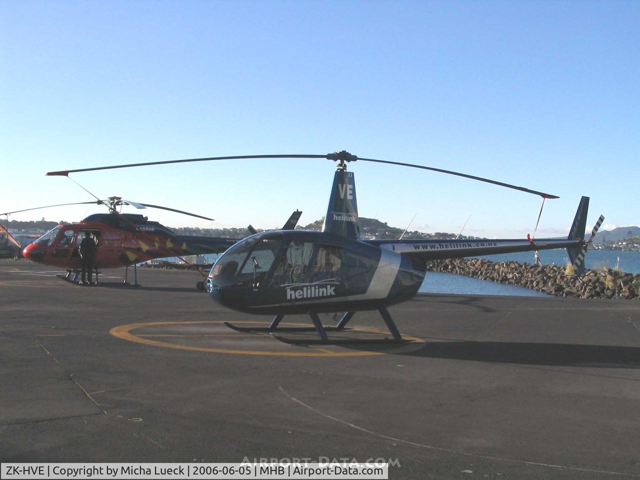 ZK-HVE, Robinson R44 C/N 0066, At Mechanics Bay Heliport, downtown Auckland