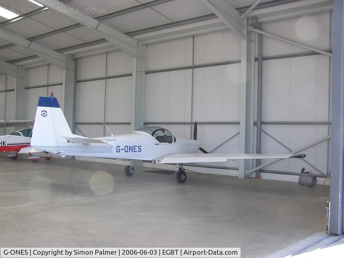 G-ONES, 1987 Slingsby T-67M-200 Firefly C/N 2046, Slingsby T67 sitting in the hangar at Turweston