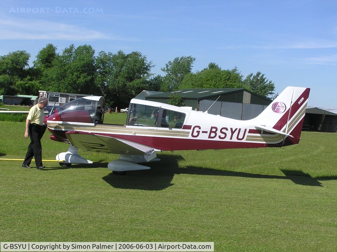 G-BSYU, 1990 Robin DR-400-180 Regent Regent C/N 2027, Robin DR400 about to be towed to the hangar at Hinton