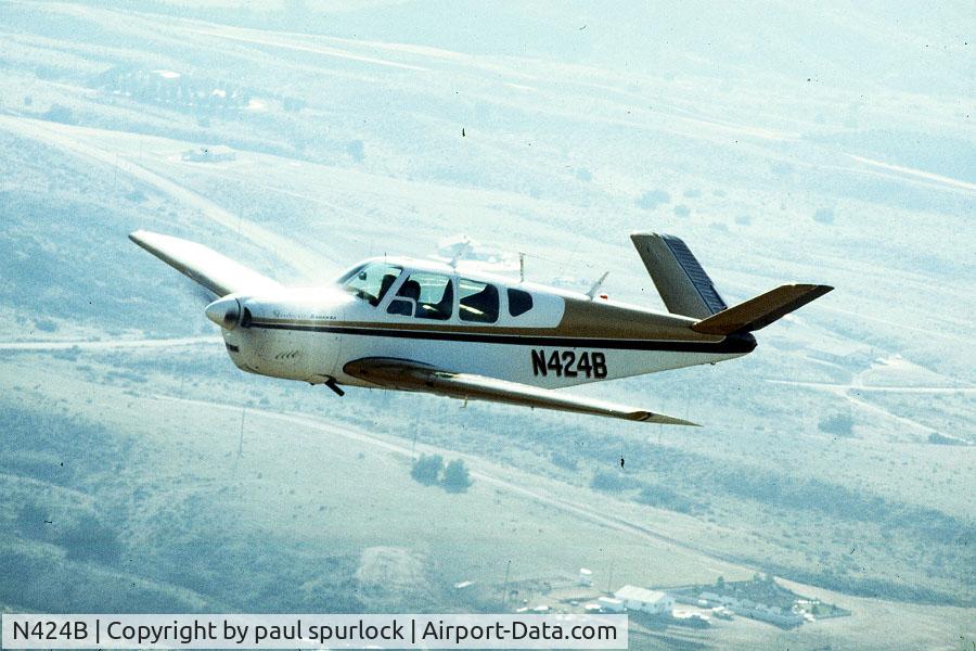 N424B, 1948 Beech A35 Bonanza C/N D-1598, Over California, mid 70s