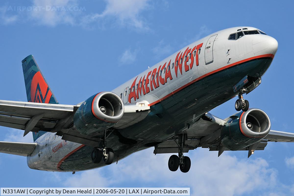 N331AW, 1987 Boeing 737-3Y0/SF C/N 23747, America West N331AW on final approach to RWY 24R.