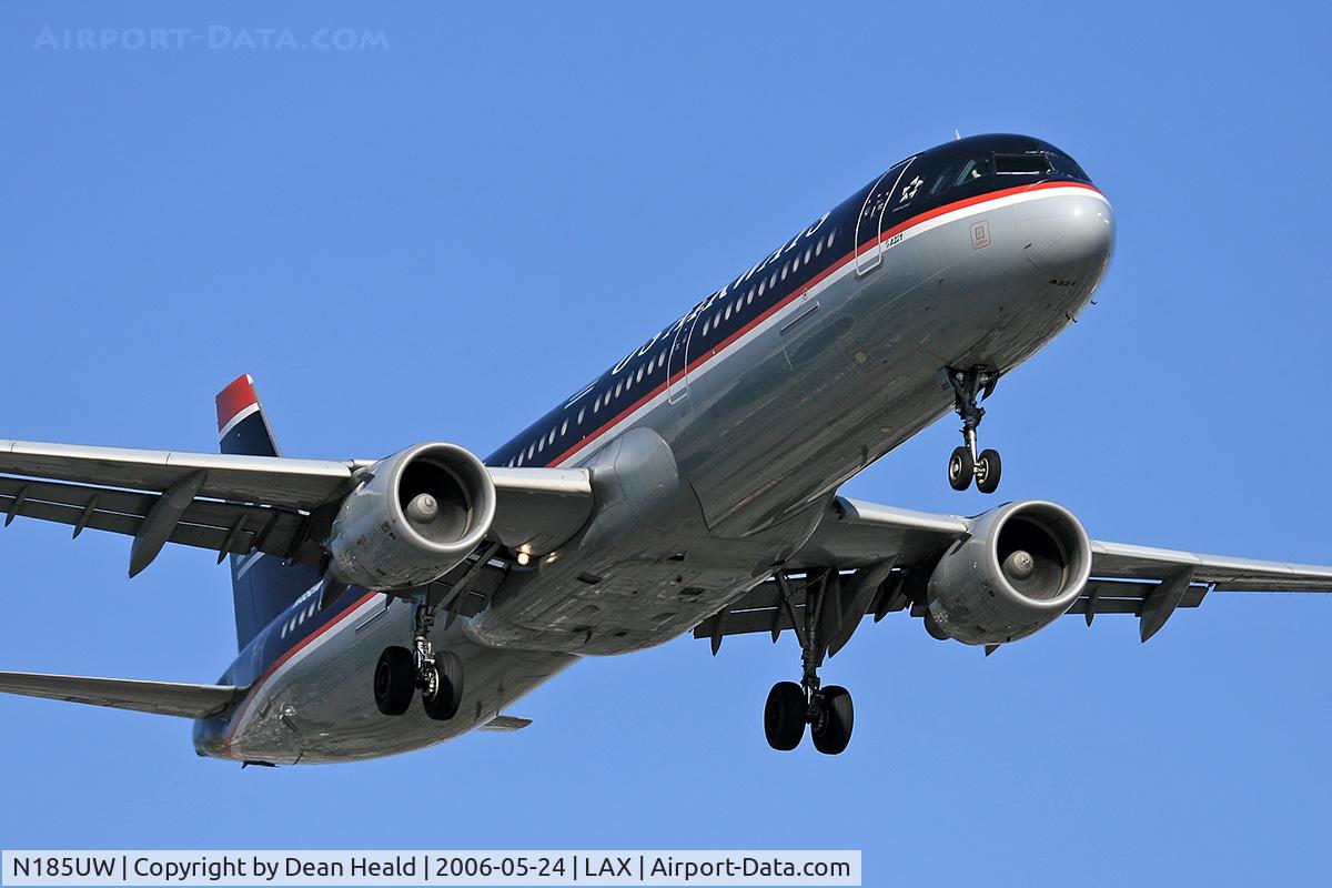 N185UW, 2002 Airbus A321-211 C/N 1666, US Airways N185UW on final approach to RWY 24R.