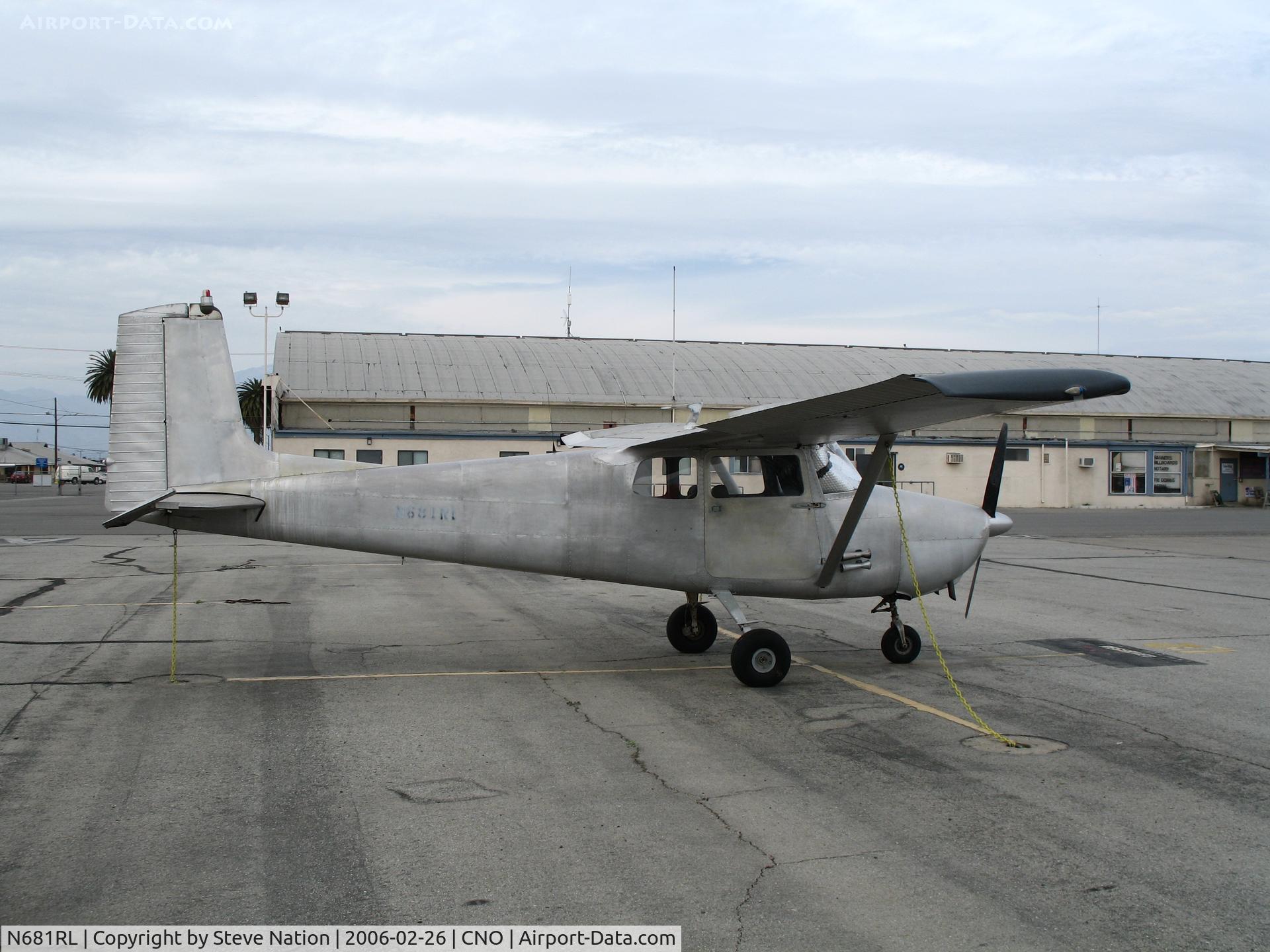 N681RL, 1956 Cessna 172 C/N 28633, all silver 1956 straight tail Cessna 172 @ Chino Municipal Airport, CA
