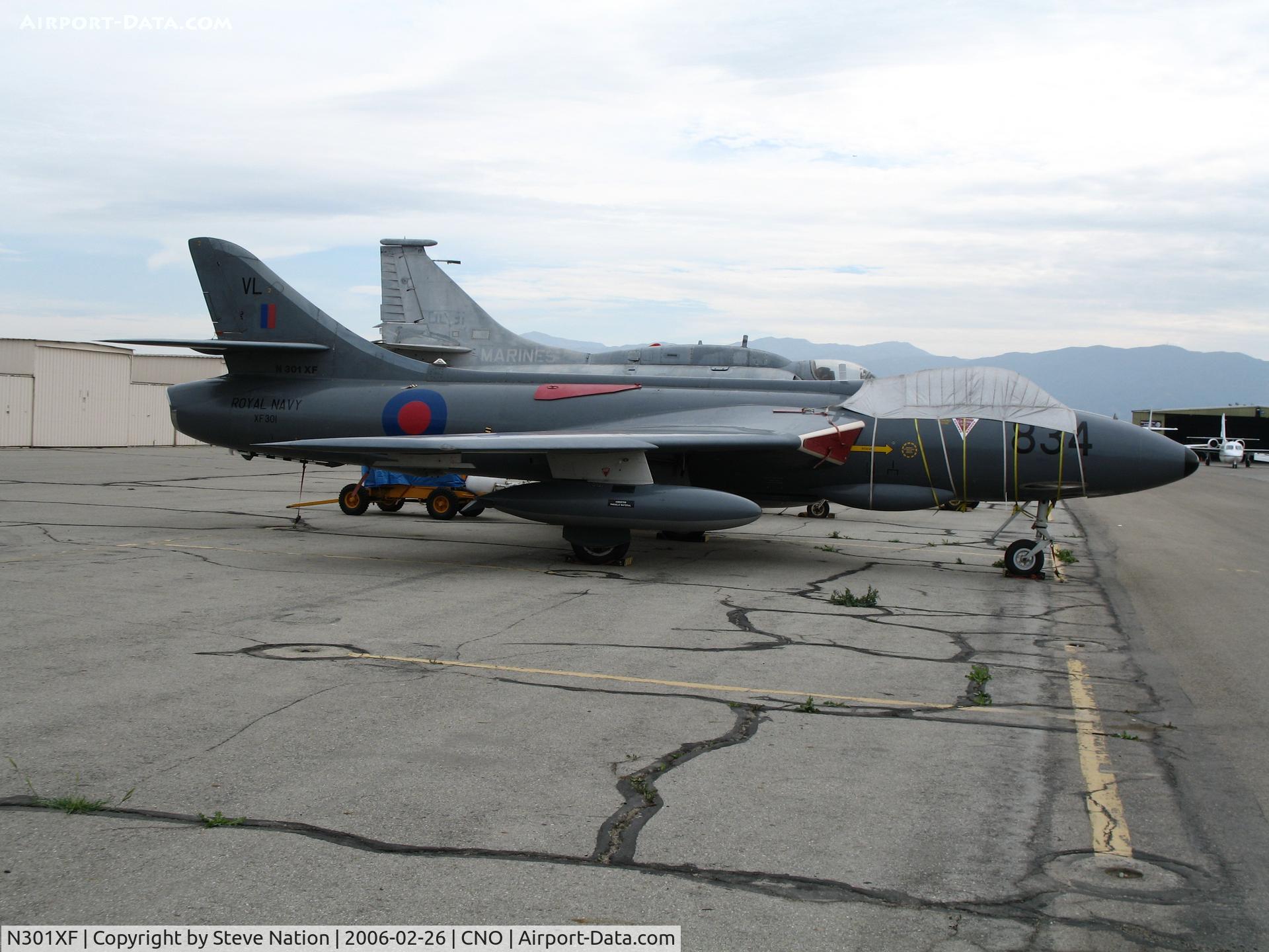 N301XF, 1955 Hawker Hunter GA.11 C/N HABL-003062, ex-Royal Navy Hawker Hunter GA.11 XF301 VL/834 RNAS LOssiemouth  @ Chino Municipal Airport, CA