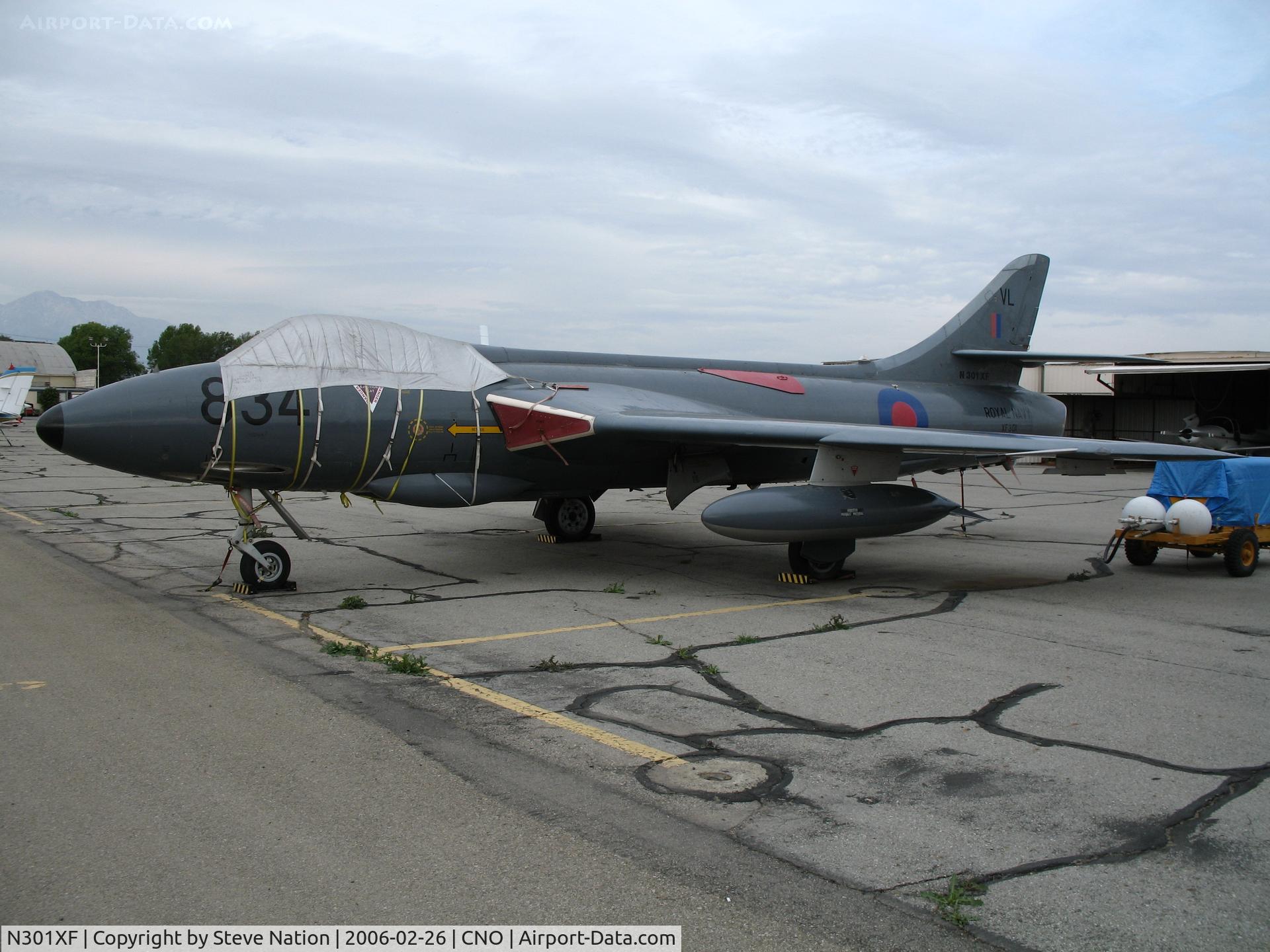 N301XF, 1955 Hawker Hunter GA.11 C/N HABL-003062, ex-Royal Navy Hawker Hunter GA.11 XF301 VL/834 RNAS LOssiemouth  @ Chino Municipal Airport, CA
