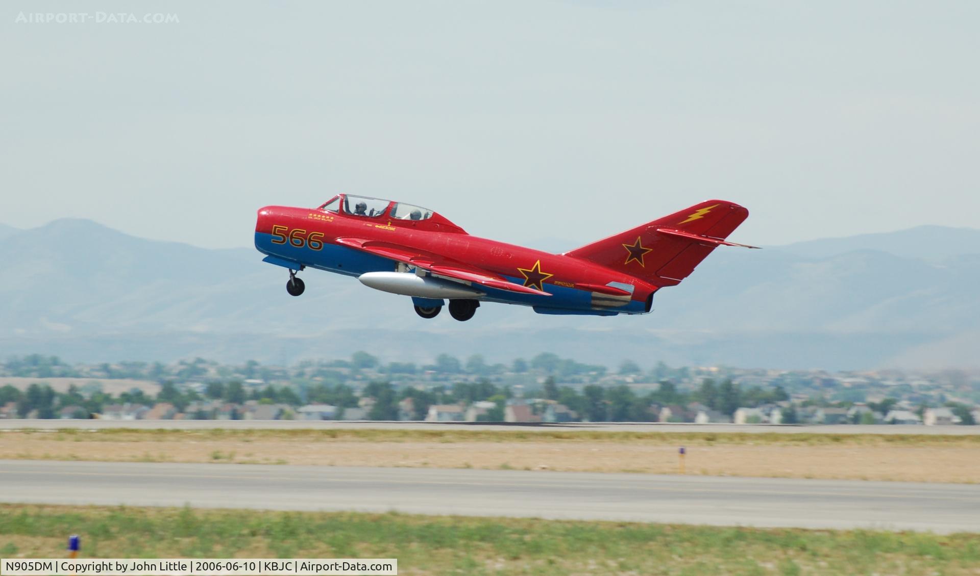 N905DM, 1977 Mikoyan-Gurevich MIG-17T C/N 551604, Russian Made Mig on Take-Off - JeffCo Open House