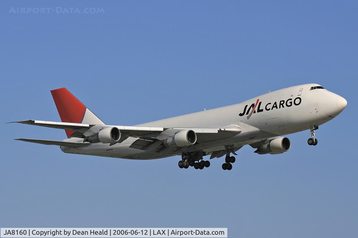 JA8160, 1979 Boeing 747-221F C/N 21744, JAL Cargo JA8160 (FLT JAL6086) from San Francisco Int'l (KSFO) on short-final to RWY 24R.