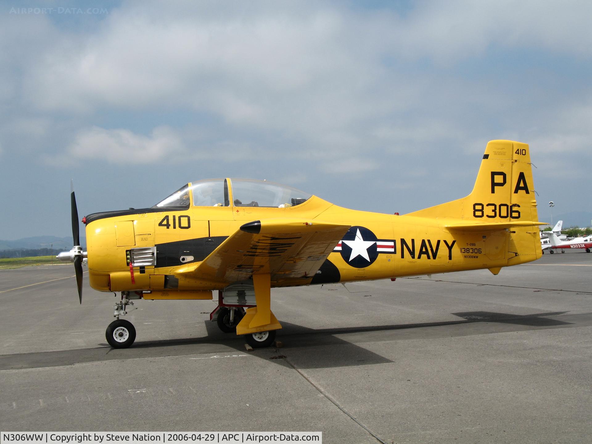 N306WW, 1955 North American T-28B Trojan C/N 200-377, North American T-28B BuAer 138306 registered NX306WW and painted in yellow as US Navy PA/410 @ Napa County Airport, CA