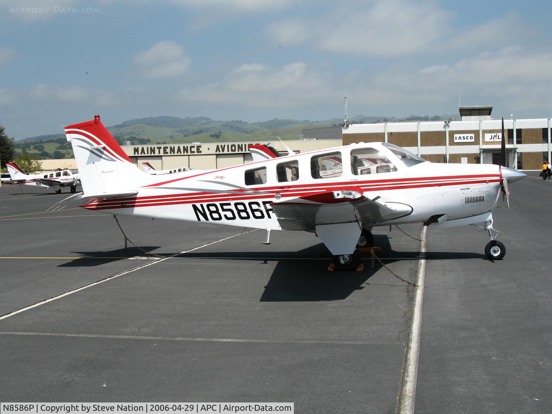N8586P, Raytheon Aircraft Company A36 Bonanza C/N E3635, Japan Air Lines/IASCO 2005 Raytheon A36 trainer (no titles) @ Napa County Airport, CA