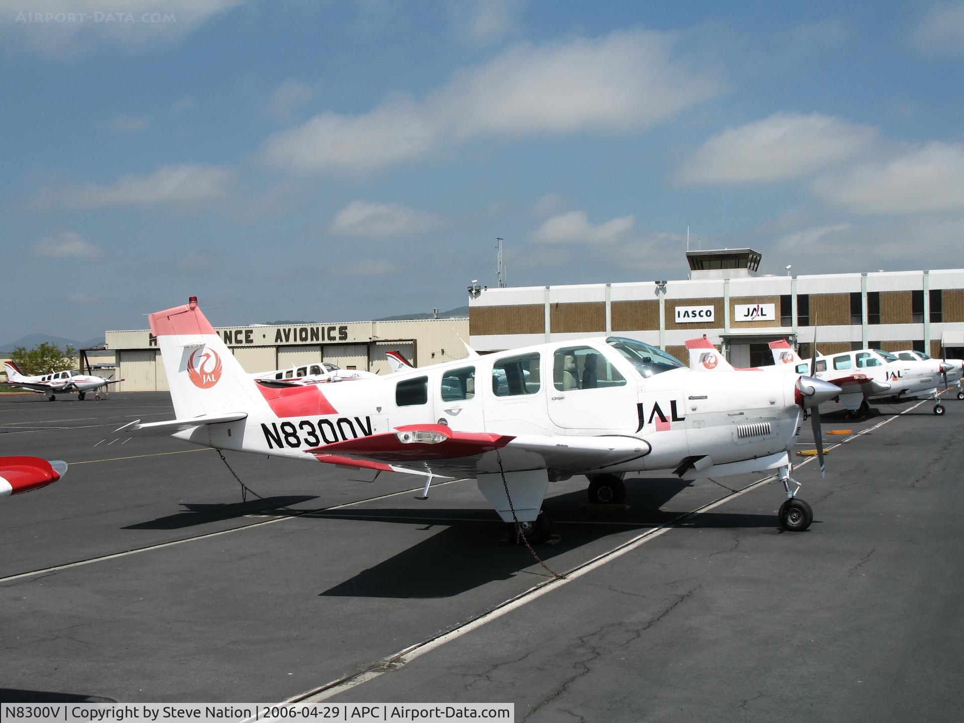 N8300V, 1992 Beech A36 Bonanza 36 C/N E-2767, Japan Air Lines/IASCO 1992 Beech A36 trainer in old colors  @ Napa County Airport, CA