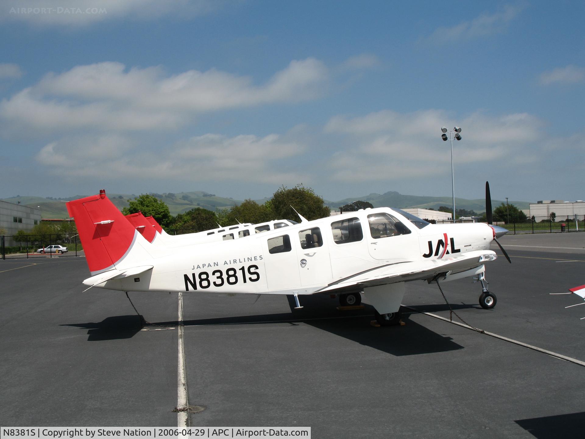 N8381S, 2004 Raytheon Aircraft Company A36 Bonanza C/N E-3575, Japan Air Lines/IASCO 2004 Beech A36 trainer in new colors @ Napa County Airport, CA