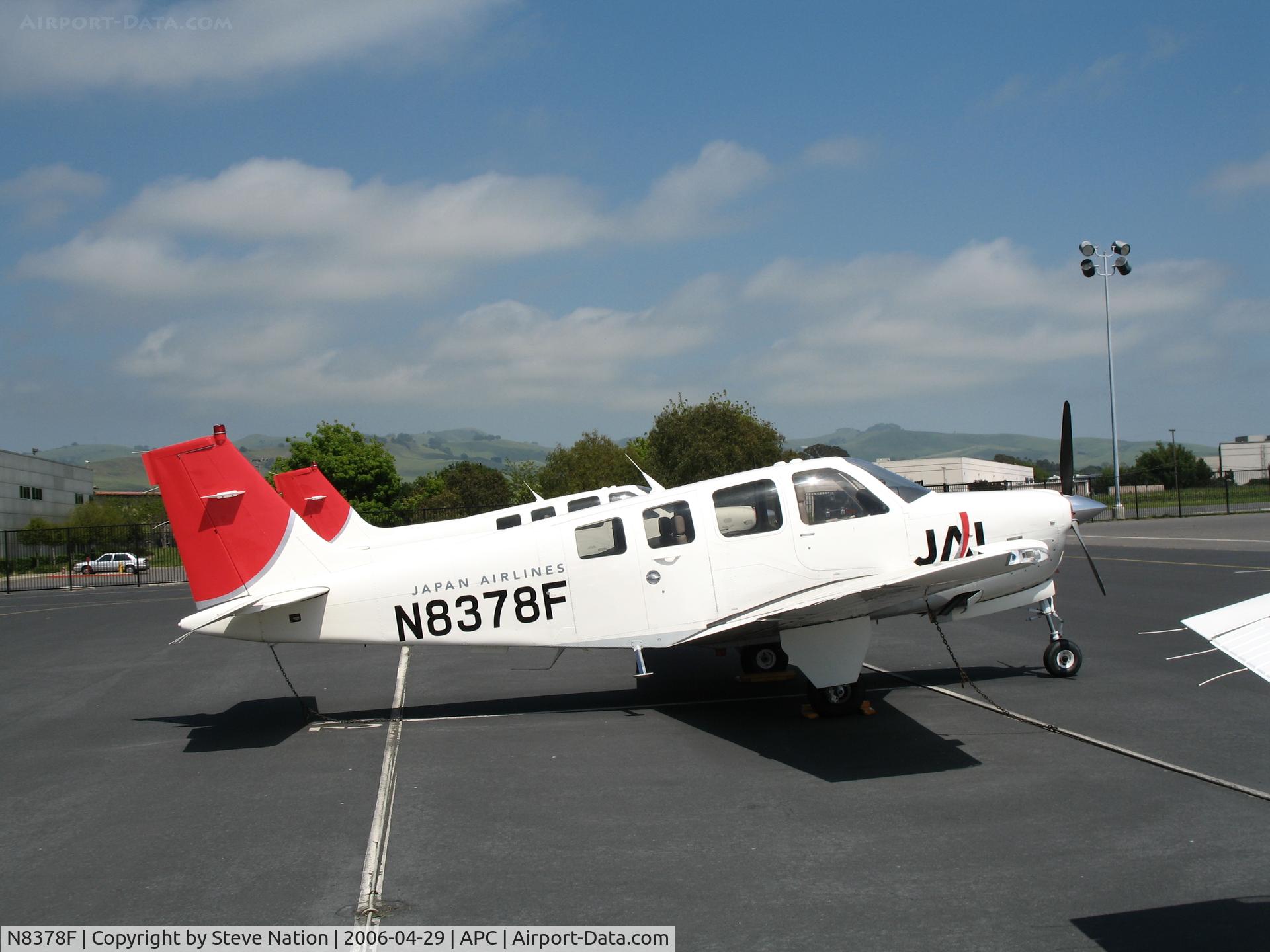N8378F, 2004 Raytheon Aircraft Company A36 Bonanza C/N E-3574, Japan Air Lines/IASCO 2004 Beech A36 trainer in new colors @ Napa County Airport, CA