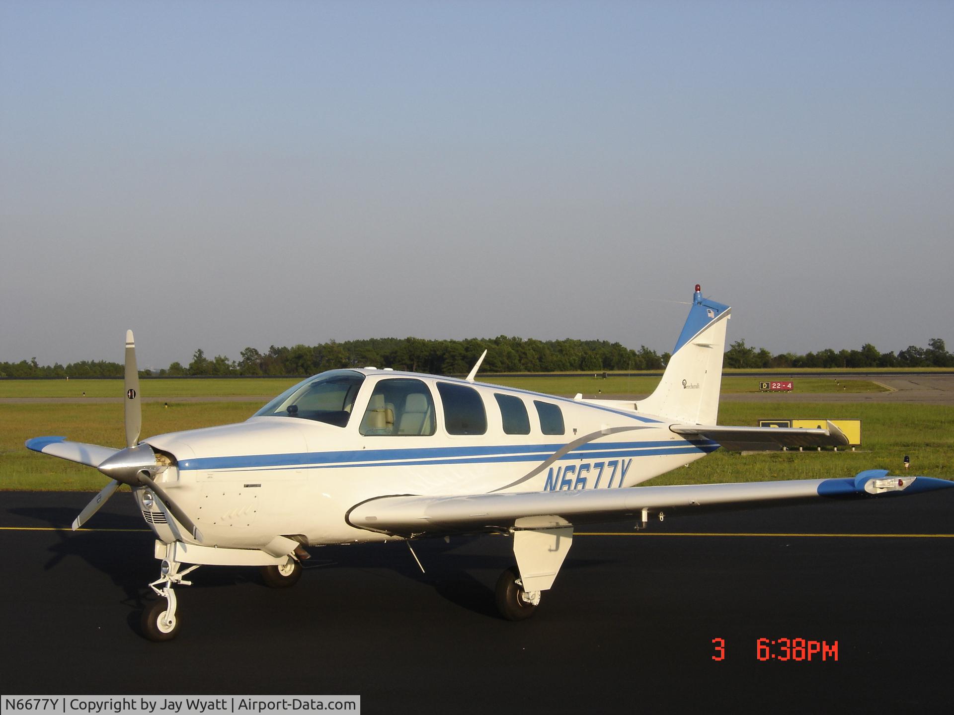 N6677Y, 1979 Beech A36 Bonanza 36 C/N E-1594, Blue White Silver  Oxford Aviation