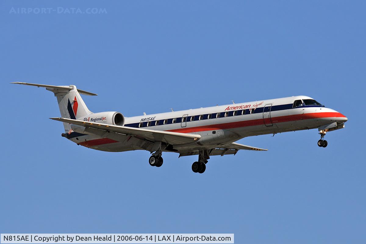 N815AE, 2002 Embraer ERJ-140LR (EMB-135KL) C/N 145545, American Eagle N815AE (FLT EGF113) from Norman Y Mineta San Jose Int'l (KSJC) on final approach to RWY 24R.
