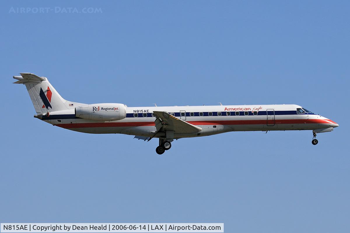 N815AE, 2002 Embraer ERJ-140LR (EMB-135KL) C/N 145545, American Eagle N815AE (FLT EGF113) from Norman Y Mineta San Jose Int'l (KSJC) on final approach to RWY 24R.