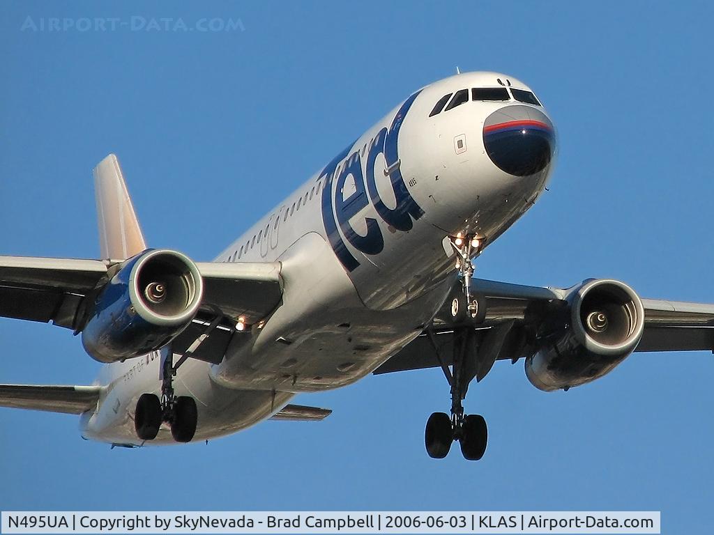 N495UA, 2002 Airbus A320-232 C/N 1842, Ted Airlines / 2002 Airbus A320-232 / Ted got a nose job but forgot to pluck his eyebrows!