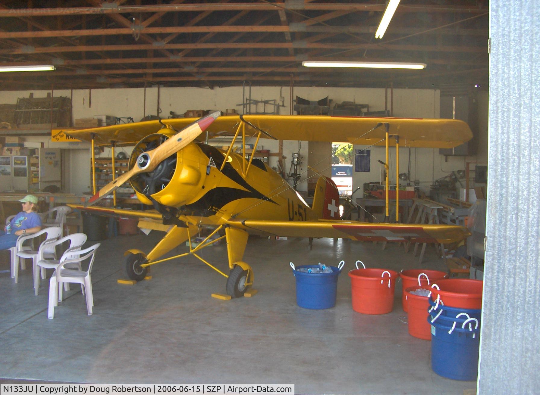 N133JU, 1936 Bucker Bu-133C Jungmeister C/N 1001, 1936 Bucker Jungmeister 133C, Siemens-Halske SH 14-A4 radial 160 Hp, in Krybus host hangar, Bucker Fly-In